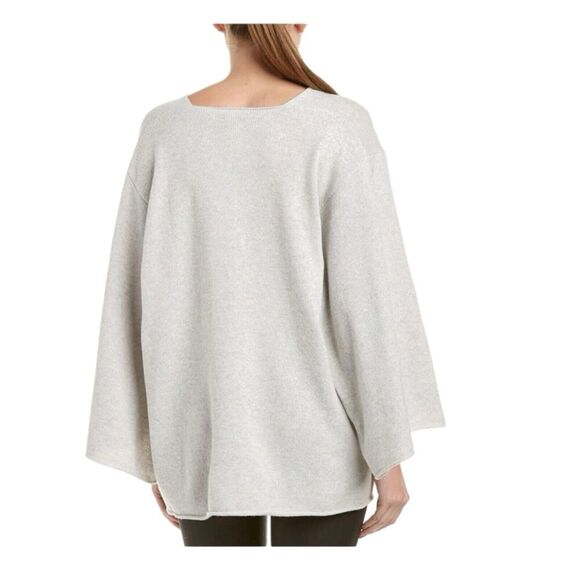 NWT BCBGMAXAZRIA Masha Knit Kimono Oversize Sweater M/L Light Gray Merino Wool - Picture 2 of 13